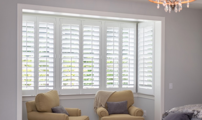 Plantation shutters in Dover bedroom